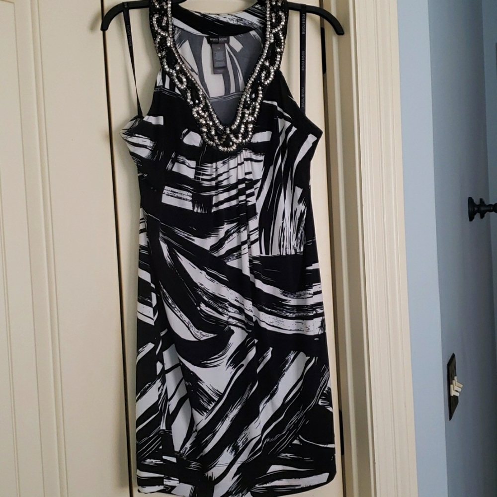 Bisou Bisou ladies embellished short dress, black/white, size 14